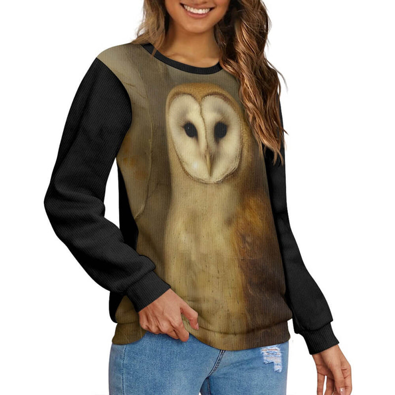 Lovely Barn Owl Pattern Knitted Pullover Sweatshirt 01 | Gthic.com