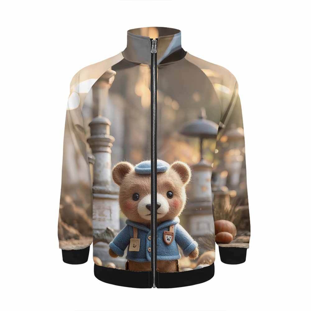 Lovely Felt Bear Stand Collar Zip-Up Jacket