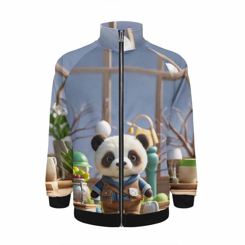 Lovely Felt Panda Stand Collar Zip-Up Jacket