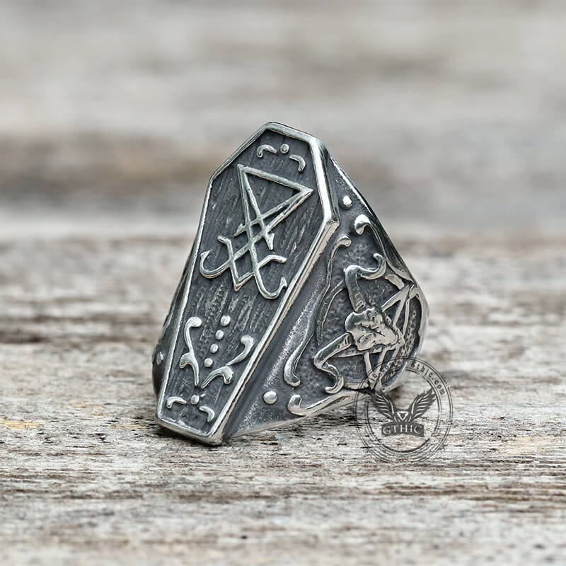 Lucifer Ring Lucifer Symbol Baphomet Stainless Steel Satan Ring – GTHIC