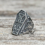 Lucifer Symbol Baphomet Stainless Steel Satan Ring | Gthic.com