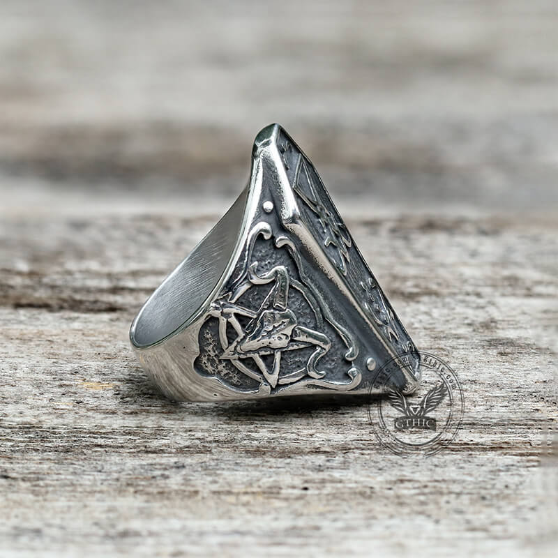 Lucifer Ring Lucifer Symbol Baphomet Stainless Steel Satan Ring – GTHIC