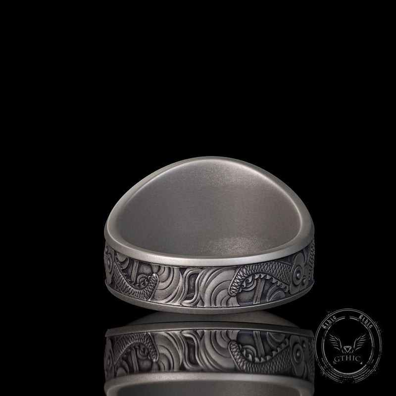 Lucky Cloud Chinese Dragon Sterling Silver Ring | Gthic.com