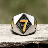Lucky Number 7 Skull Stainless Steel Ring | Gthic.com