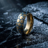Luminous Hexagon Pattern Soccer Stainless Steel Ring