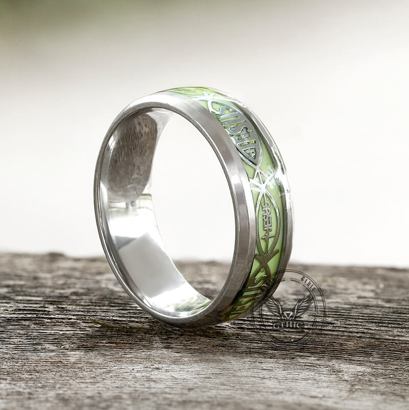 Luminous Jesus Fish Stainless Steel Ring | Gthic.com