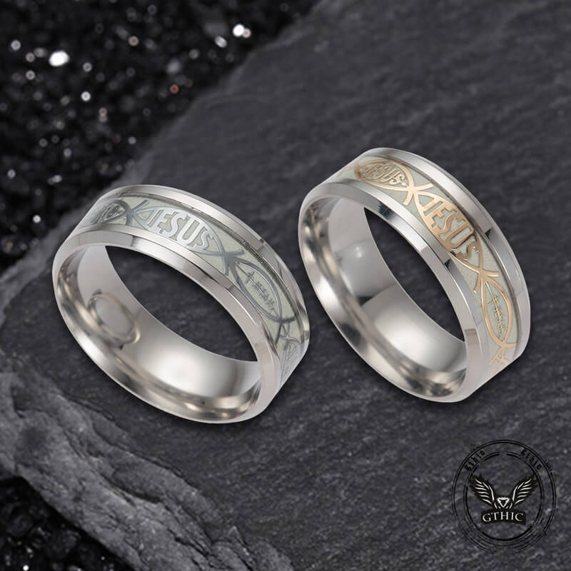 Luminous Jesus Fish Stainless Steel Ring