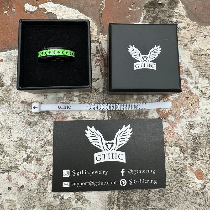 Luminous Star Moon Stainless Steel Epoxy Ring