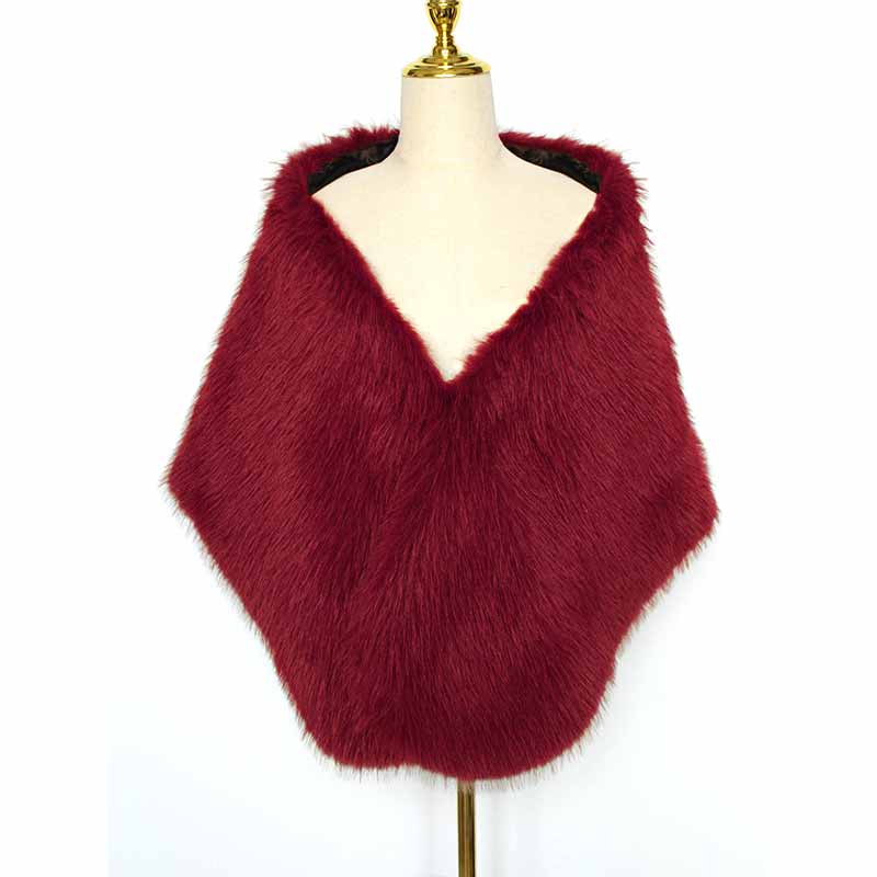 Luxury Faux Fur Party Dress Cape Plush Shawl