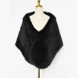 Luxury Faux Fur Party Dress Cape Plush Shawl