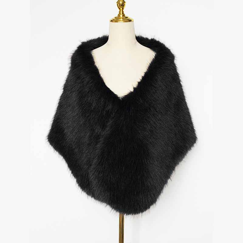 Luxury Faux Fur Party Dress Cape Plush Shawl