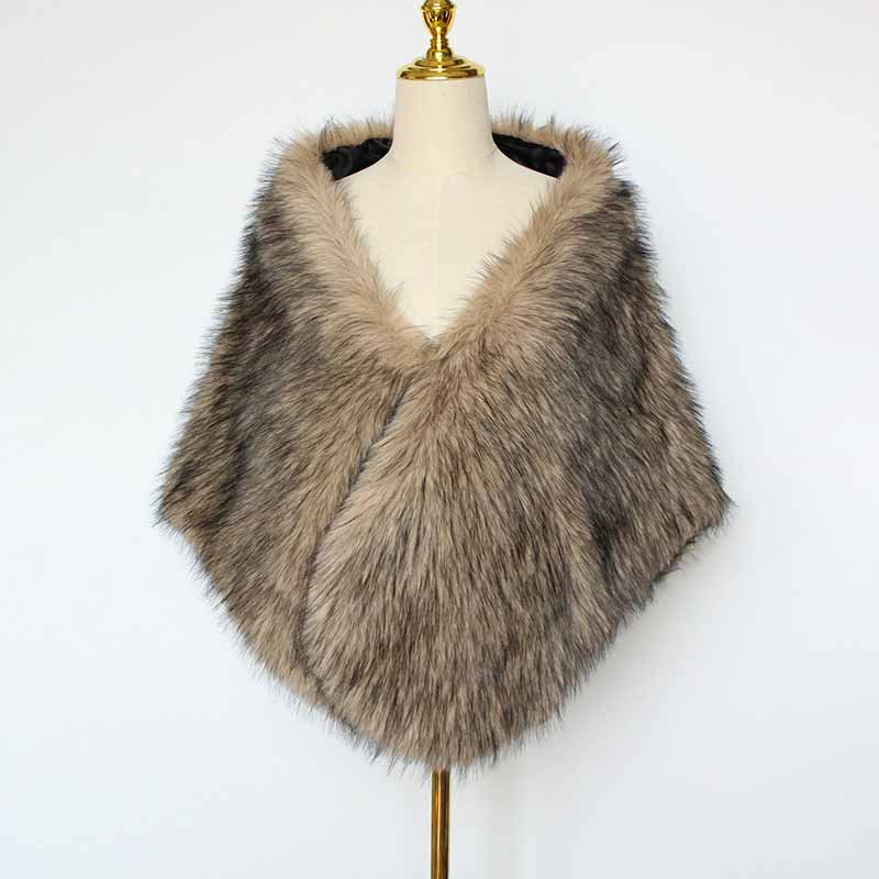 Luxury Faux Fur Party Dress Cape Plush Shawl