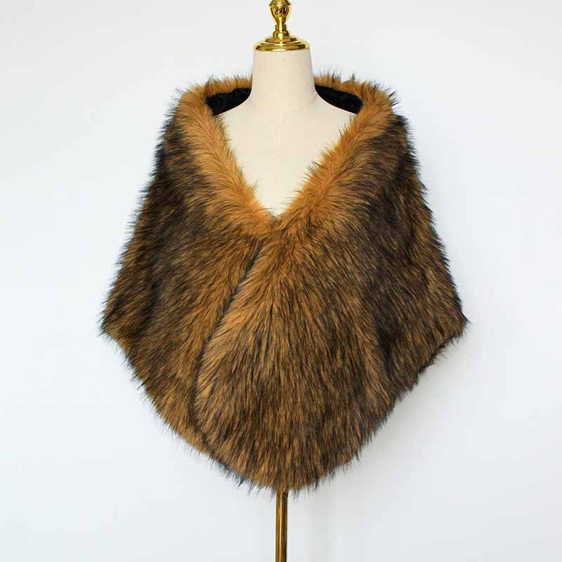 Luxury Faux Fur Party Dress Cape Plush Shawl