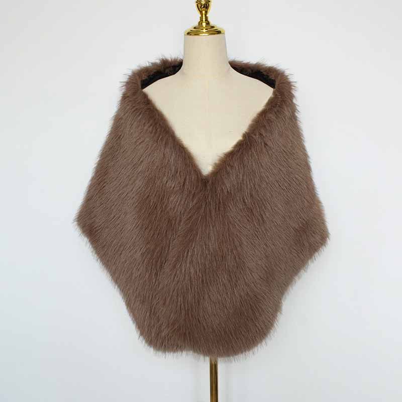 Luxury Faux Fur Party Dress Cape Plush Shawl