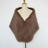 Luxury Faux Fur Party Dress Cape Plush Shawl
