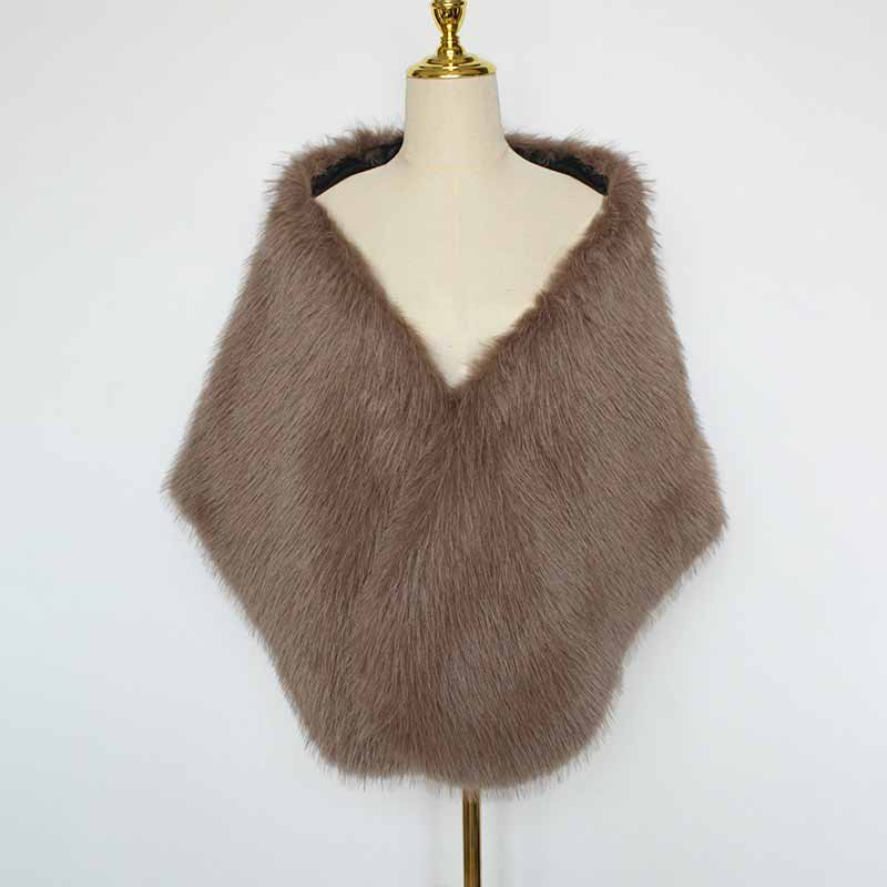 Luxury Faux Fur Party Dress Cape Plush Shawl
