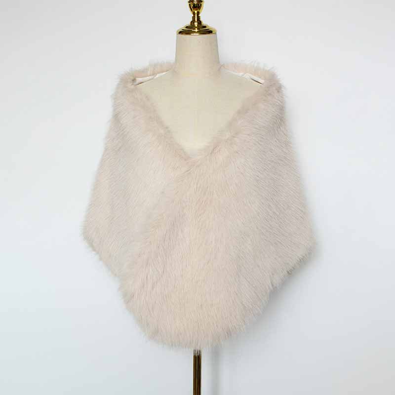 Luxury Faux Fur Party Dress Cape Plush Shawl