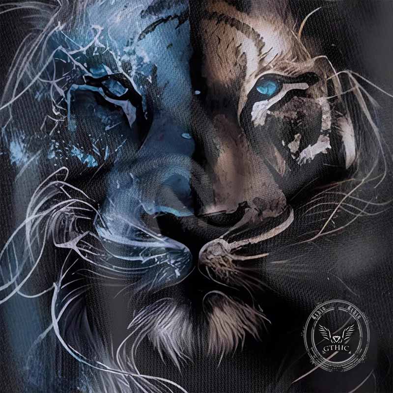 Majestic Lion Head Print Short Sleeve Polo Shirt