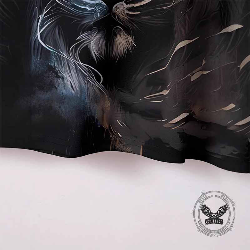 Majestic Lion Head Print Short Sleeve Polo Shirt