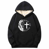 Man Of Faith Lion Cross Crew Collar Hoodie 01 | Gthic.com