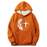 Man Of Faith Lion Cross Crew Collar Hoodie