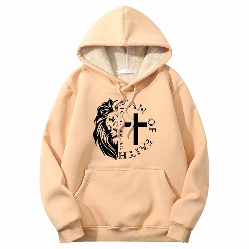 Man Of Faith Lion Cross Crew Collar Hoodie