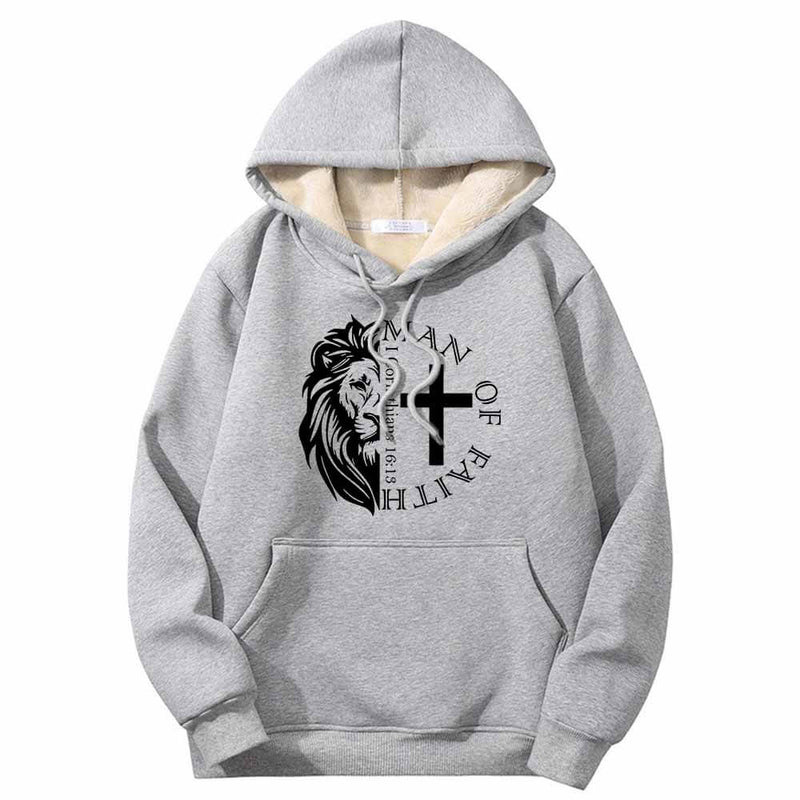 Man Of Faith Lion Cross Crew Collar Hoodie