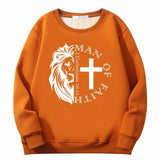 Man Of Faith Lion Cross Crew Collar Sweatshirt