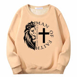 Man Of Faith Lion Cross Crew Collar Sweatshirt