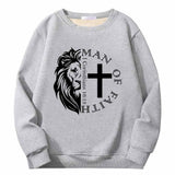 Man Of Faith Lion Cross Crew Collar Sweatshirt