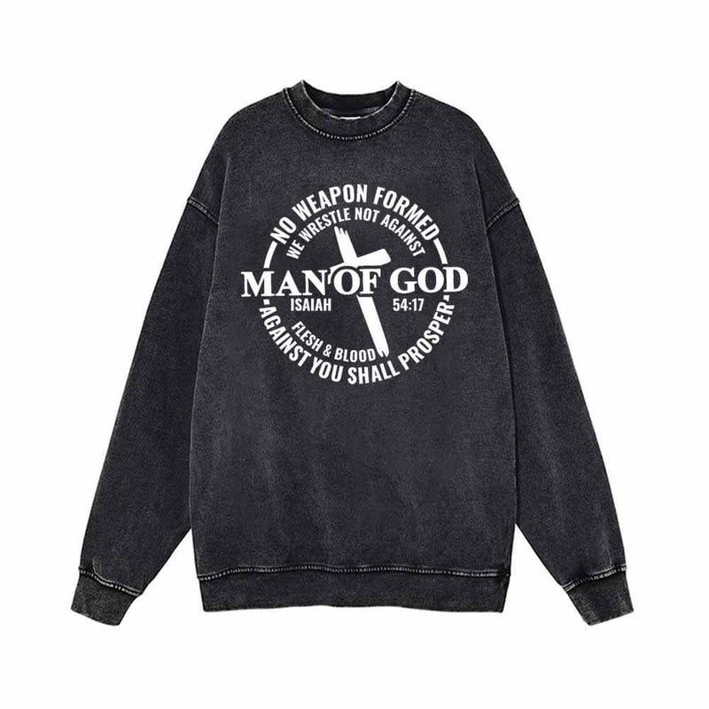 Man Of God Cross Vintage Washed Sweatshirt 01 | Gthic.com