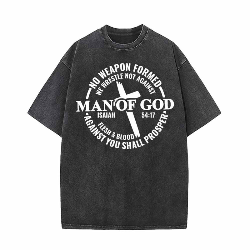 Man Of God Cross Vintage Washed T-shirt 01 | Gthic.com