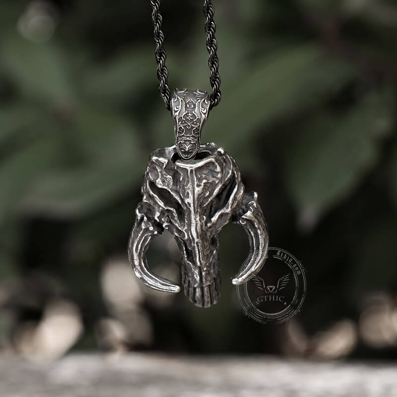 Mandalorian Symbol Skull Stainless Steel Pendant | Gthic.com