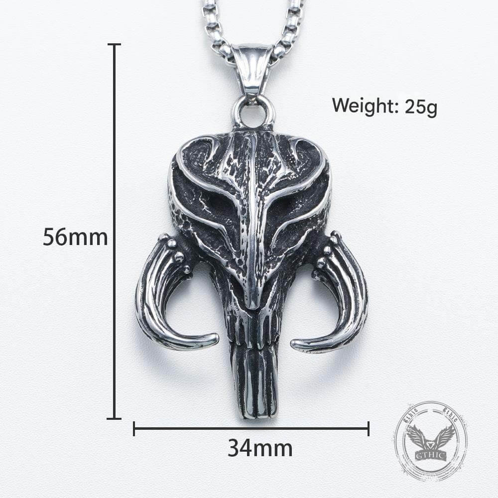 Mandalorian Symbol Skull Stainless Steel Pendant