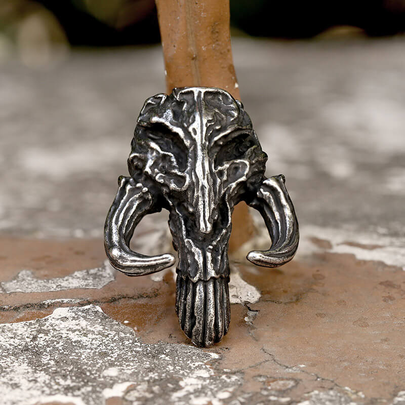 Mandalorian Symbol Skull Stainless Steel Pendant | Gthic.com