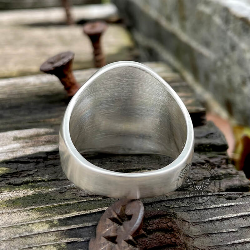 Mandalorianer-Symbol-Totenkopf-Ring aus Sterlingsilber