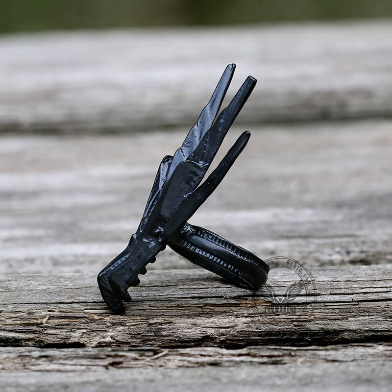 Mecha Swallow Alloy Adjustable Gothic Ring