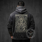 Mechano Memento Mori Skull Octopus Vintage Washed Hoodie | Gthic.com