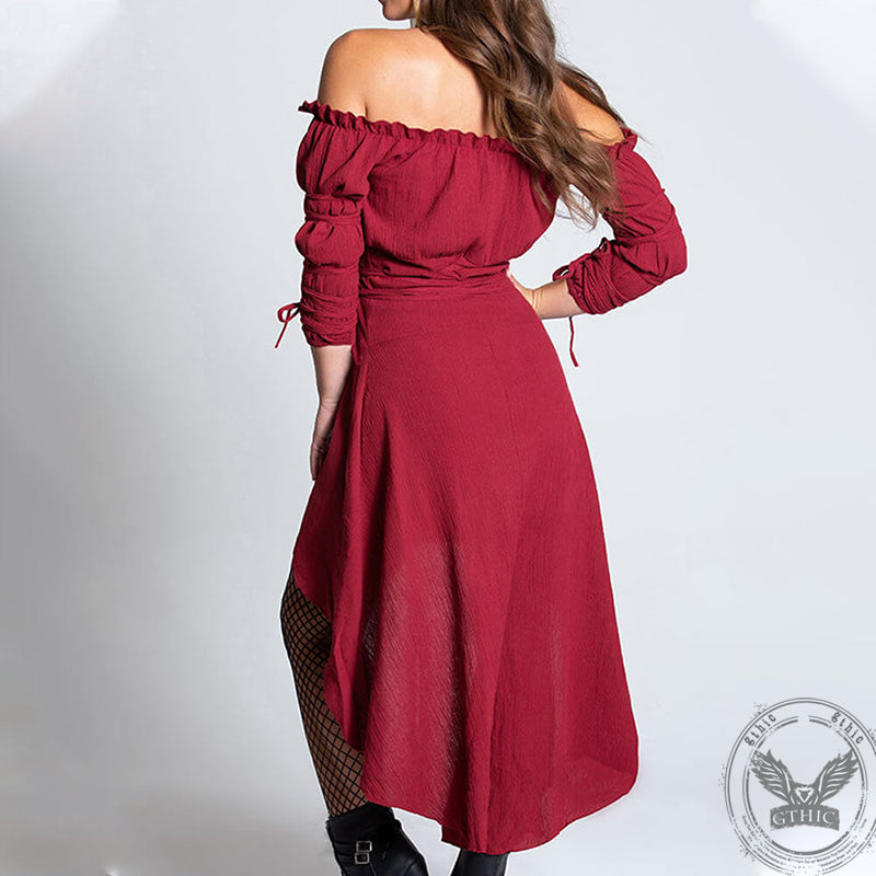 Medieval Bandage Waist Irregular Hem Dress | Gthic.com