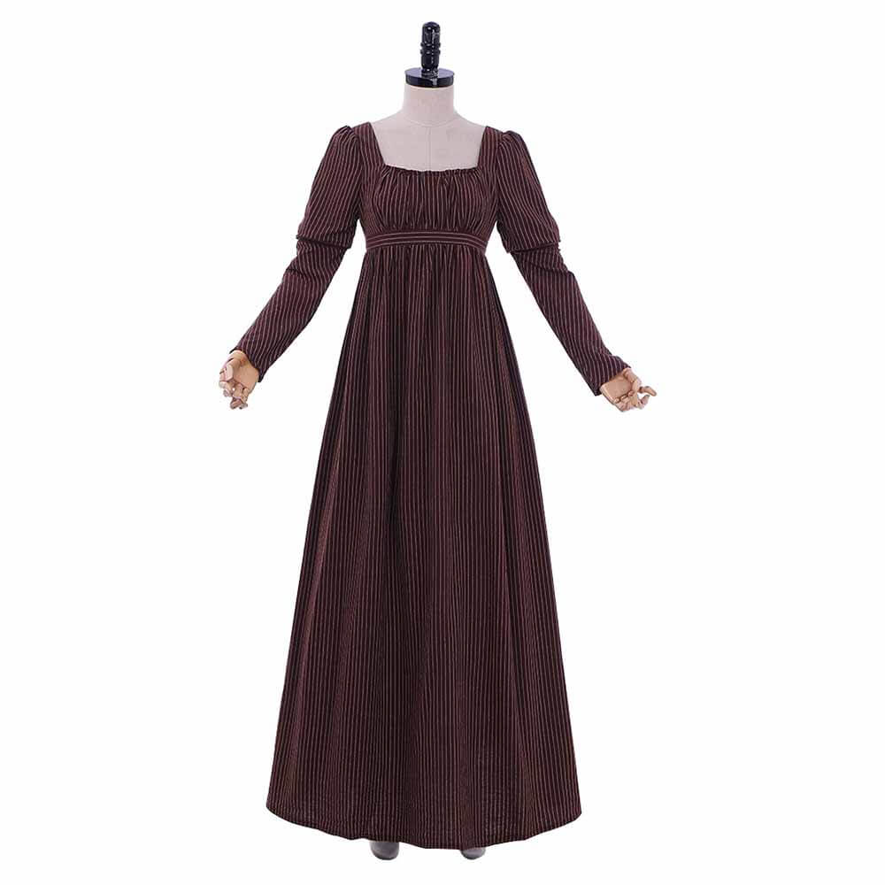 Medieval Brown Striped High Waist Dress | Gthic.com