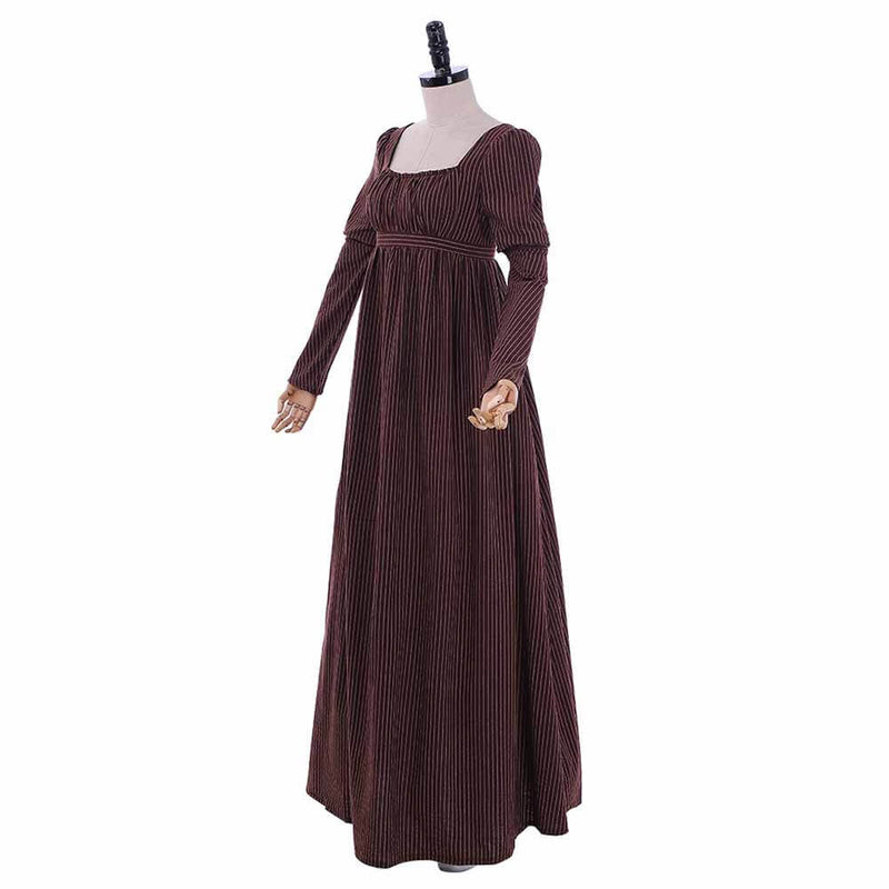 Medieval Brown Striped High Waist Dress | Gthic.com