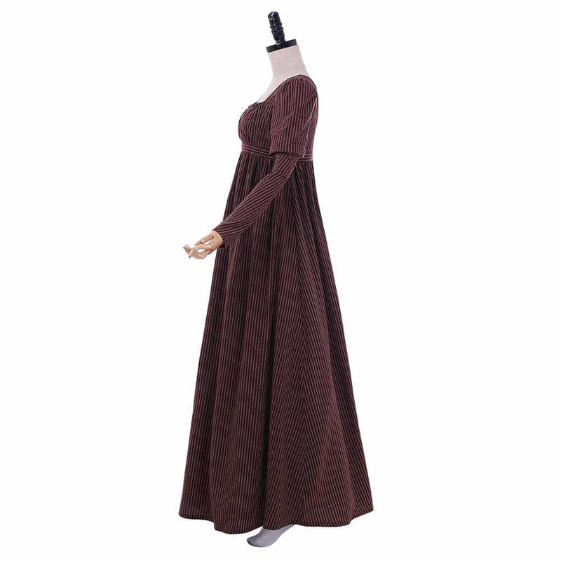 Medieval Brown Striped High Waist Dress | Gthic.com