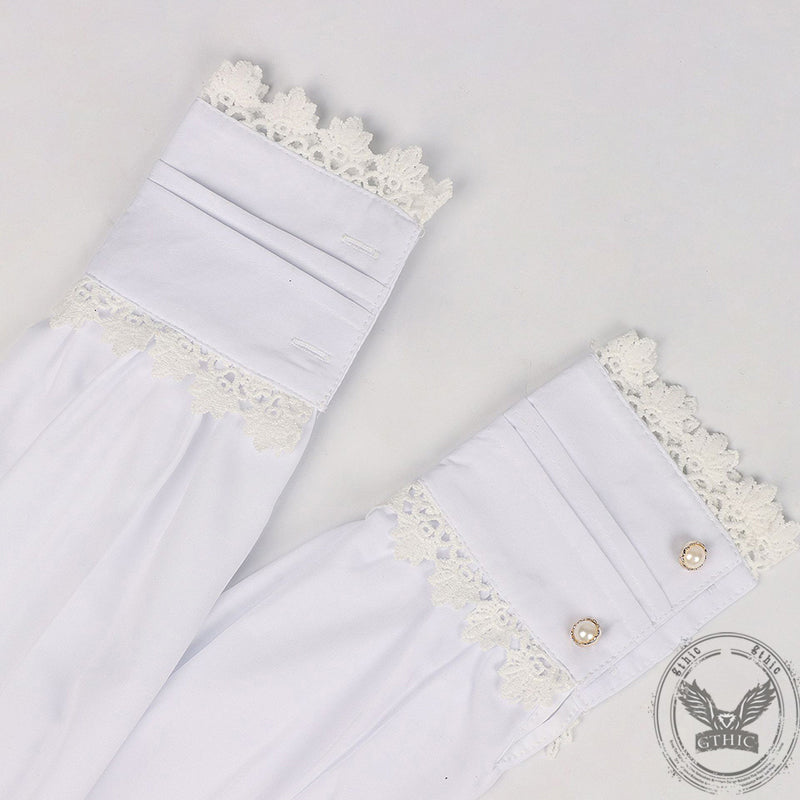 Medieval Colorblock Tie-Strap Balloon Sleeve Shirt | Gthic.com