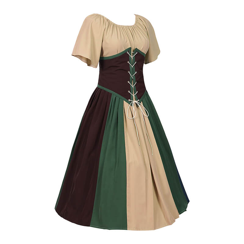 Medieval Corset Lace Up Patchwork Off-Shoulder Dress – GTHIC