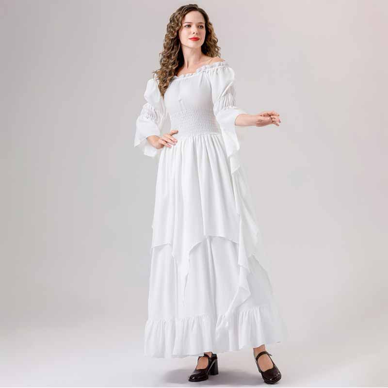 Medieval Flared Sleeve Off Shoulder Victorian Dress 02 | Gthic.com