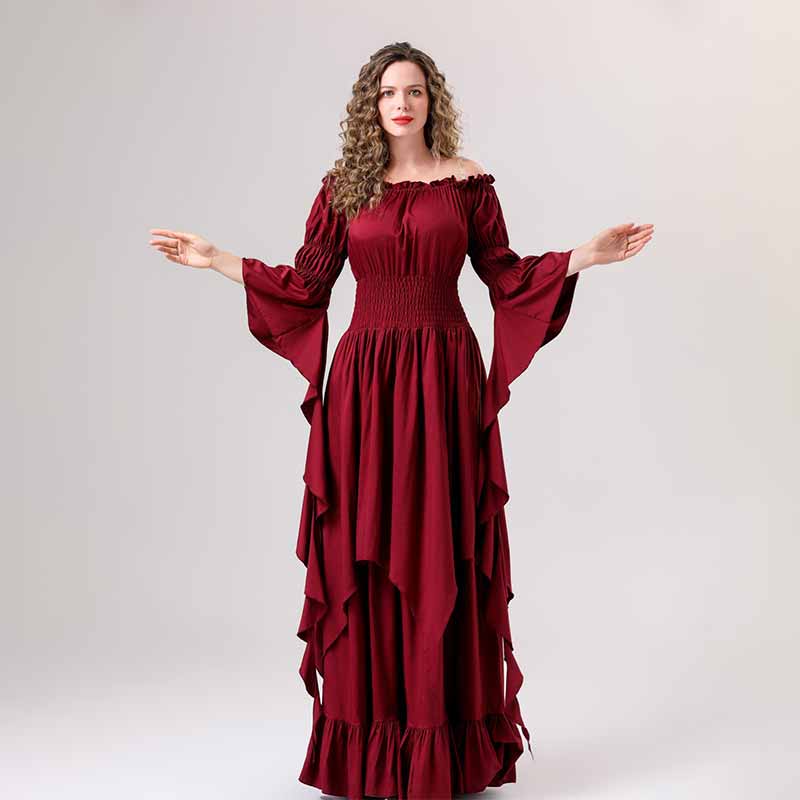 Medieval Flared Sleeve Off Shoulder Victorian Dress