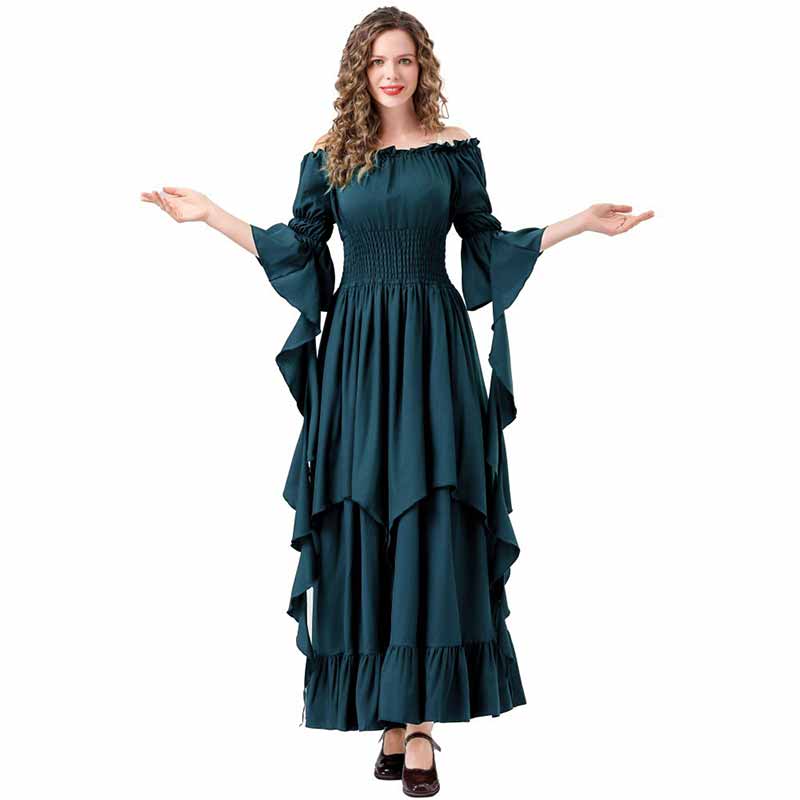 Medieval Flared Sleeve Off Shoulder Victorian Dress