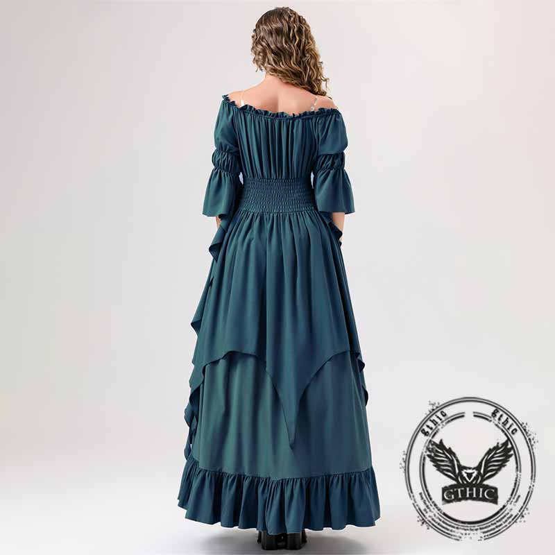 Medieval Flared Sleeve Off Shoulder Victorian Dress
