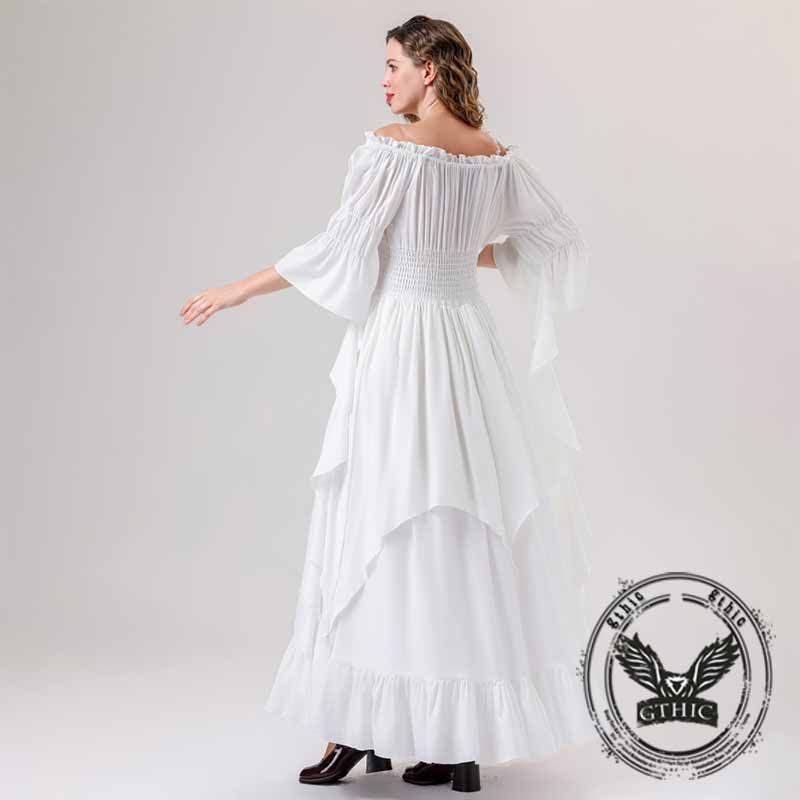 Medieval Flared Sleeve Off Shoulder Victorian Dress