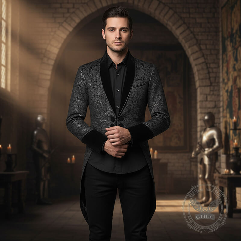 Medieval Gothic Jacquard Waisted Tuxedo Costume | Gthic.com